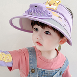 TD® Garçons et filles dessin animé matériel de sécurité été en plein air plage soleil ciel haut chapeau de soleil avec ventilateur