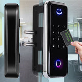 TD® Serrure d'empreinte digitale de porte en verre serrure de mot de passe d'ouverture gratuite serrure de porte de câblage gratuite