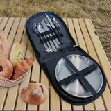 TD® Sac de vaisselle de camping en acier inoxydable voyage alpinisme voyage camping sac à main costume de plein air portable