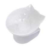 TD® Mignon chat oreilles chat bol oblique bouche eau nourriture pour animaux ustensiles protège-cou blanc bol unique