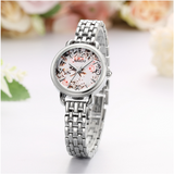 TD® Montre À Quartz De Cadeau D'Hommes Et Femmes Diamant Dames Ceinture D'Acier Mode Tempérament    Une montre de paysage: argent