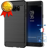 TD® Coque de téléphone en silicone en fibre de carbone pour Samsung Galaxy Note9 Protection brossée Texture en métal nu