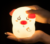 TD® Nouveauté Bibi Cochon Silicone Veilleuse Enfant Ambiance Lumière Bluetooth Dormir Lumière Romantique Cadeau Tactile LED Eye Ligh