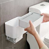 TD® boite de rangement salle de bain blanc avec couvercle plastique porte accessoire mouchoirs boite organisateur support telephone