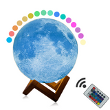 TD® Lampe De Bureau De Table De LumièRe De Nuit De Lune Magique ImpriméE En 3d Usb Rechargeable