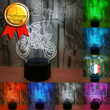 TD® Lampe optique poser décoratif tactile 7 couleurs illusion optique - modèle moto cross - faible consommation câble USB 3 piles AA