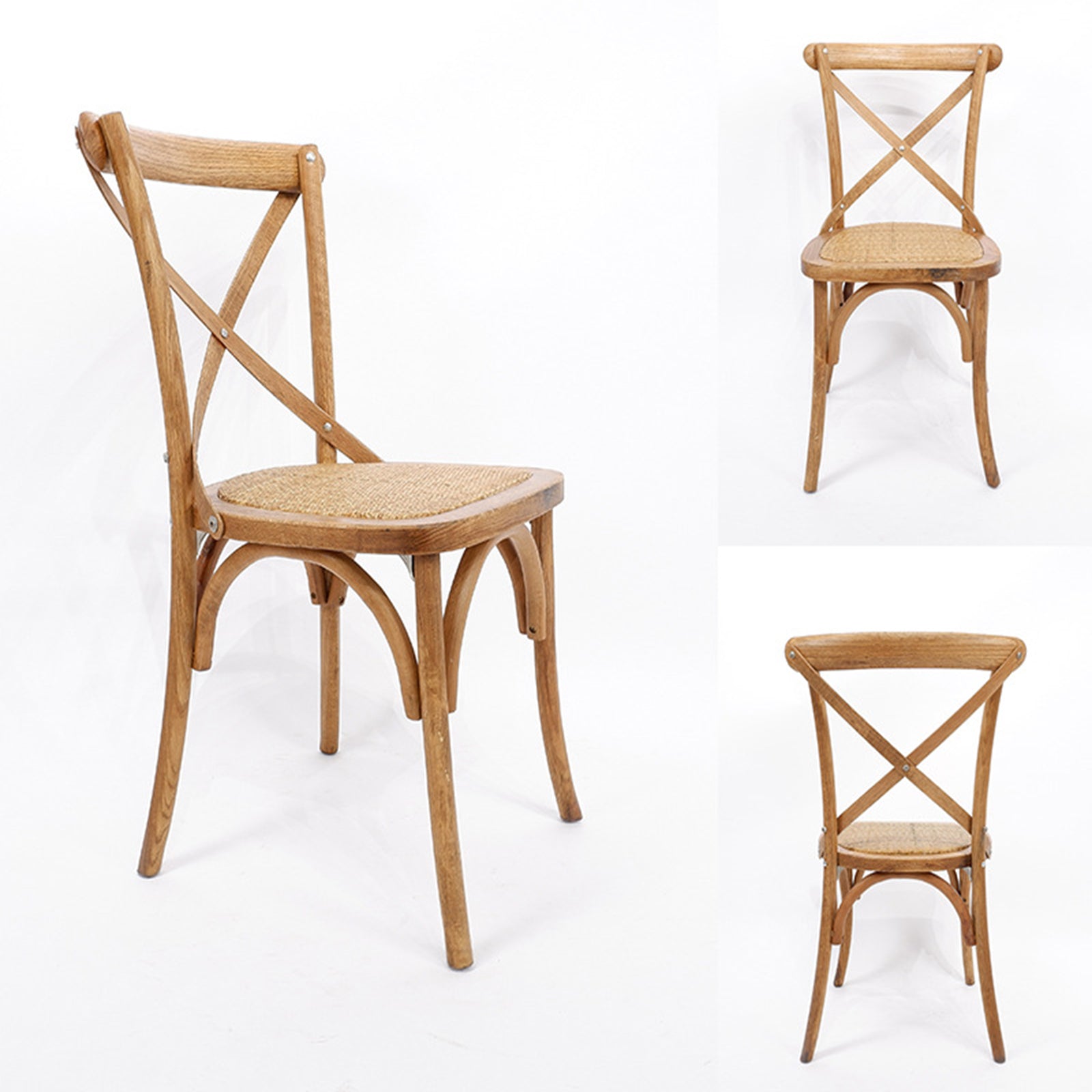 TD® Chaise rétro en bois massif chaise de salle à manger maison loisirs fourche arrière hôtel vrai rotin restaurant dossier chaise