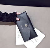 TD® Portefeuille pour Femme Pochette main Noir Multi-fonctionnel Étanche et Résistant Couleur Unie /Détail Bouton à Pression Argenté