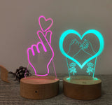 TD® Décoratif USB Coeur 7 Couleurs Télécommande Illusion Optique Veilleuse 3D Visualisation Tableau Bureau Lampes 3D Glow LED Lamp