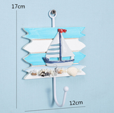 Patère patère style océan méditerranéen Accessoires pour  maison Patère petite patère créative Voilier Manteau et chapeau sus