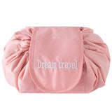 TD® Sac cosmétique à cordon de serrage couleur rose sac de rangement de voyage de grande capacité sac de lavage portable accessoires
