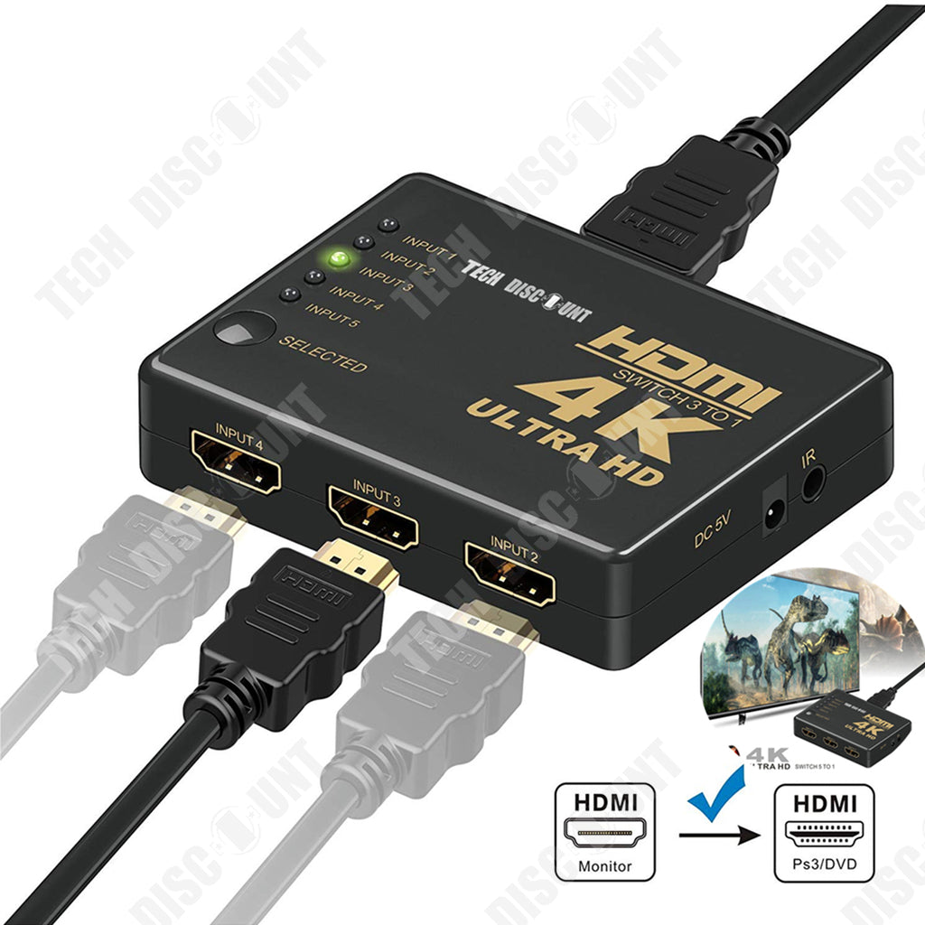 TD® Cable HDMI switch 4k 1080P 5ports sélecteur répartiteur cummutateu –