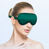 TD® Masque pour les yeux à ombrage en soie double face voyage avion voiture respirant couleur unie vert doux élastique oculaire tiss