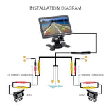 TD® Podofo 7 "LCD double caméra de recul arrière moniteur de voiture Kit pour camion bus RV 18 IR LED vision nocturne caméra de recu