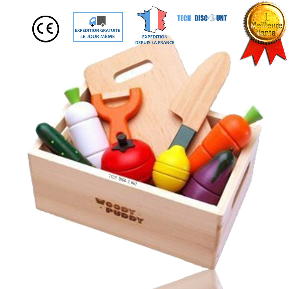 Ensemble de jouets alimentaires de coupe pour bébés, jouets en bois couper  des fruits et des légumes Jouets de cuisine pour enfants