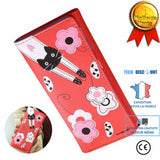 TD® Portefeuille Femme Motifs Chats Fleurs Modèles Porte Monnaie Long Porte-cartes Sac à main Détails Originaux  Forme Épurée Design