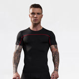Combinaison d'entraînement de fitness réfléchissante à manches courtes PRO pour hommes à manches courtes T-shirt ajusté à séc