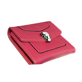 TD® Porte-Monnaie Cuir PU Couleur Rouge Mate Femme un Bouton à Pression  en Tête de de Serpent Porte-Cartes Portefeuille