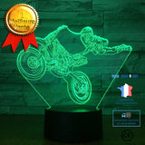 TD® Décoratif USB Moto 7 Couleurs Télécommande Illusion Optique Veilleuse 3D Visualisation Tableau Lampes De Bureau 3D Glow LED Lamp