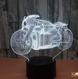 TD® Décoratif USB Autocycle 7 Couleurs Télécommande Illusion Optique Veilleuse 3D Visualisation Tableau Lampes De Bureau 3D Glow LED