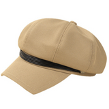TD® Chapeau octogonal de béret de couleur unie pour femmes de printemps tempérament féminin béret mode simple casquette à visière
