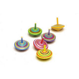 TD® Lot de 6 Mini Gyros en Bois/ Jouets toupies Colorés avec Lignes et motifs Colorés/ Mini Spins