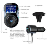 TD® Emetteur FM Bluetooth,Adaptateur emetteur-Recepteur sans fil pour voiture -Deux ports USB intelligents Pour téléphone