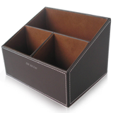 TD® Boîte de rangement Porte-stylo en cuir multifonction Boîte de rangement multi-cellules en cuir avec télécommande de bureau Range