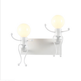 TD® Double Tête Applique Murale Vintage Creative Little People Applique Murale Simple - Blanc