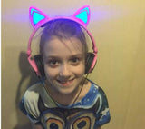 TD® Casque filaire audio kawaii enfant gaming anti bruit oreille de chat lumineux musique téléphone pliable écouteurs puissant