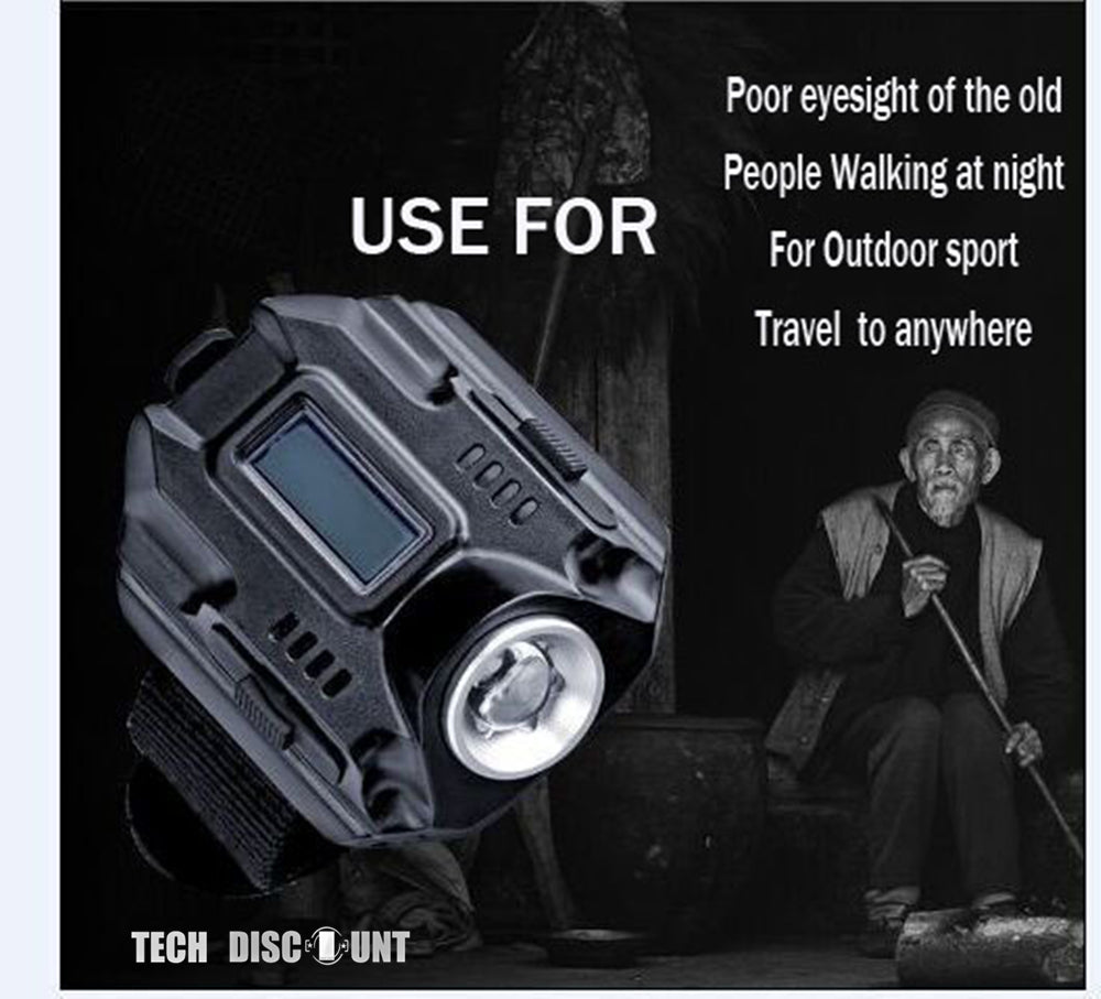 TD® montre LED lampe torche de poche lumière forte de poignet sports plein air nuit camping randonnée noir batterie lithium 4 blocs