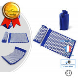 TD® Kit Tapis d'acupression 68 x 42 cm avec Oreiller Portatifs 37x15cm et Un Sac en Coton,Bleu/ Sport Fitness tapis