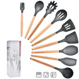 TD® Lot Ustensiles,Ensemble d'outils de cuisine 9-12-13 pièces Ensemble d'ustensiles de cuisine en bois et - Type Dark Grey 10pcs-A