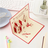 Carte de Noël en trois dimensions, creux 3D créatif, château de Noël personnalisé fait à la main, carte de bénédiction