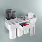 TD® Porte- Brosse à dents Adsorption Magnétique Montage mural de Rangement / Salle de bains Accessoires de salle de bains -3 Tasses