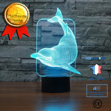 TD® Lampe optique poser décoratif tactile 7 couleurs illusion optique - modèle dauphin - faible consommation câble USB ou 3 piles AA