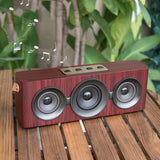 INN® Haut-parleur Bluetooth en bois portable carré danse audio rétro haute puissance de bureau MP3 grain de bois de pêche rouge