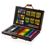 TD® Ensemble d'outils de peinture puzzle enfants peinture en bois massif coffret cadeau 79 pièces crayons aquarelle crayons amusants