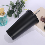 TD® Tasse en acier inoxydable paille en plein air Portable tasse à eau tasse à café cadeau tasse bureau maison tasse à eau avec pail