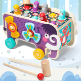 TD® Grand jouet de hamster mammouth en bois pour enfants jouet multifonctionnel puzzle jouet de frappe jouet de coordination œil-mai