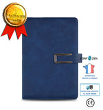 Cahier a5 boucle bloc-notes bloc-notes cuir PU main livre d'affaires fournitures de bureau papeterie bleu foncé boucle en for