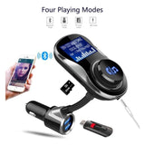 TD® Transmetteur FM Bluetooth Kit de Voiture Mains Libres,Chargeur de Voiture avec 2 Port USB,1.4" LCD Display, TF-lecteur Flash USB