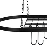 TD®  Support de casserole en métal de couleur noire avec 10 crochets Organisateur de rangement pour ustensiles de cuisine