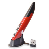 HTBE® 2.4G confortable souris sans fil stylo personnalité créative stylo vertical souris ordinateur stylet souris rouge avec base