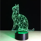 TD® Lampe optique poser décoratif tactile 7 couleurs illusion optique - modèle chat - faible consommation câble USB ou 3 piles AAA
