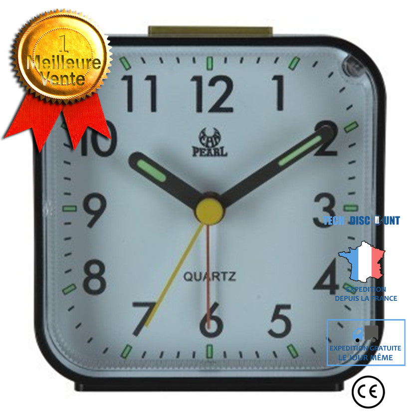 TD® Réveil Veilleuse et Snooze / Ascendant Alarme sonore / Simple à régler Horloges, alimenté par batterie, petit, noir