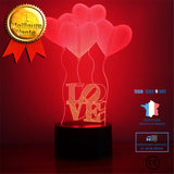 TD® Lampe optique poser décoratif tactile 7 couleurs illusion optique - cœur ballons - faible consommation câble USB ou 3 piles AAA