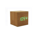 TD® réveil en bois cube numérique led horloge enfant matin lumineux de voyage digital petite thermometre gros chiffres design pas ch