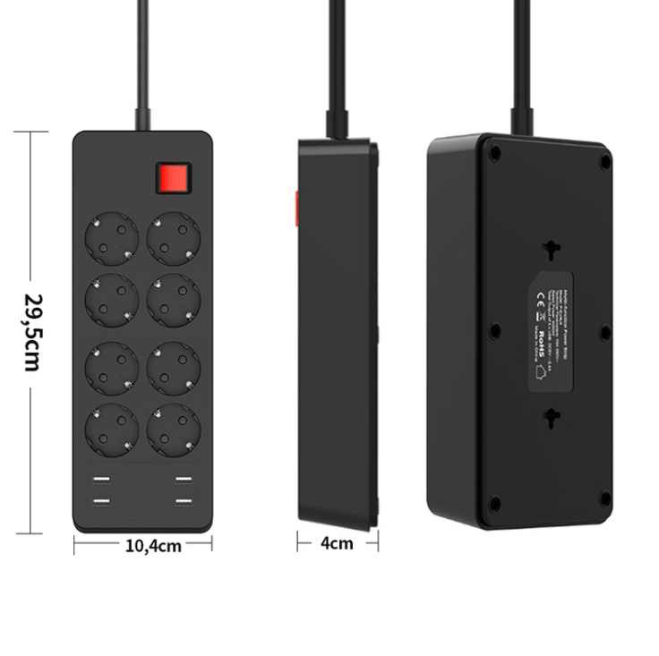 TD® Prise multiprise Barrette d'alimentation USB à 8 trous Barrette d'alimentation intelligente Prise multiprise multiprise Barrette