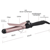 TD® Fer à friser LCD à température contrôlée 32mm céramique grand diamètre humide et sec fer à friser anti-brûlure à double usage